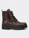 Women's Brown Leather Postal Boots