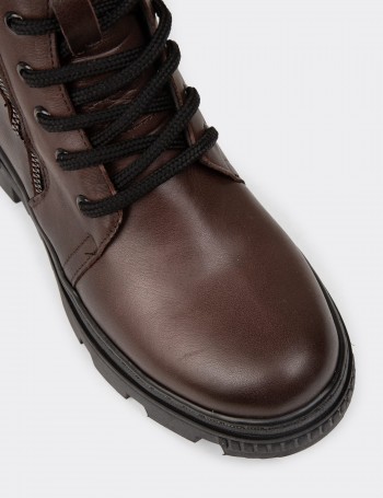 Women's Brown Leather Postal Boots