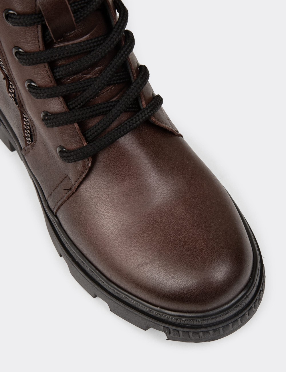 Women's Brown Leather Postal Boots - S1002ZKHVE01