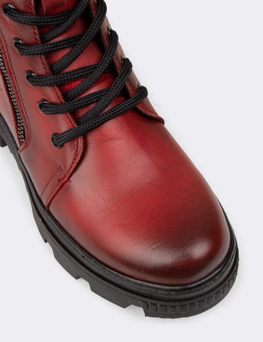 Women's Red Leather Postal Boots - S1002ZKRME01