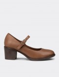 Women's Sandstone Leather Lace-up Mary Jane Footwear