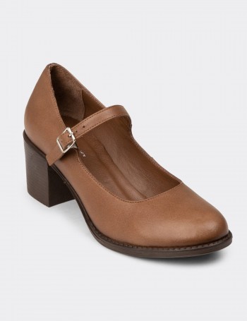 Women's Sandstone Leather Lace-up Mary Jane Footwear