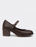 Women's Brown Leather Mary Jane Shoes