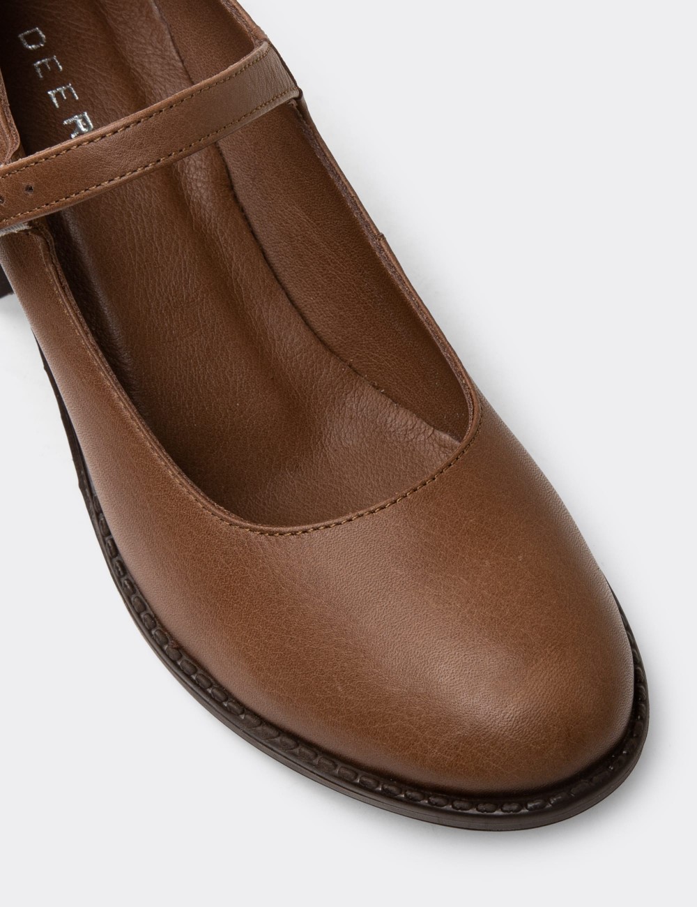 Women's Sandstone Leather Lace-up Mary Jane Footwear - A2972ZVZNC01