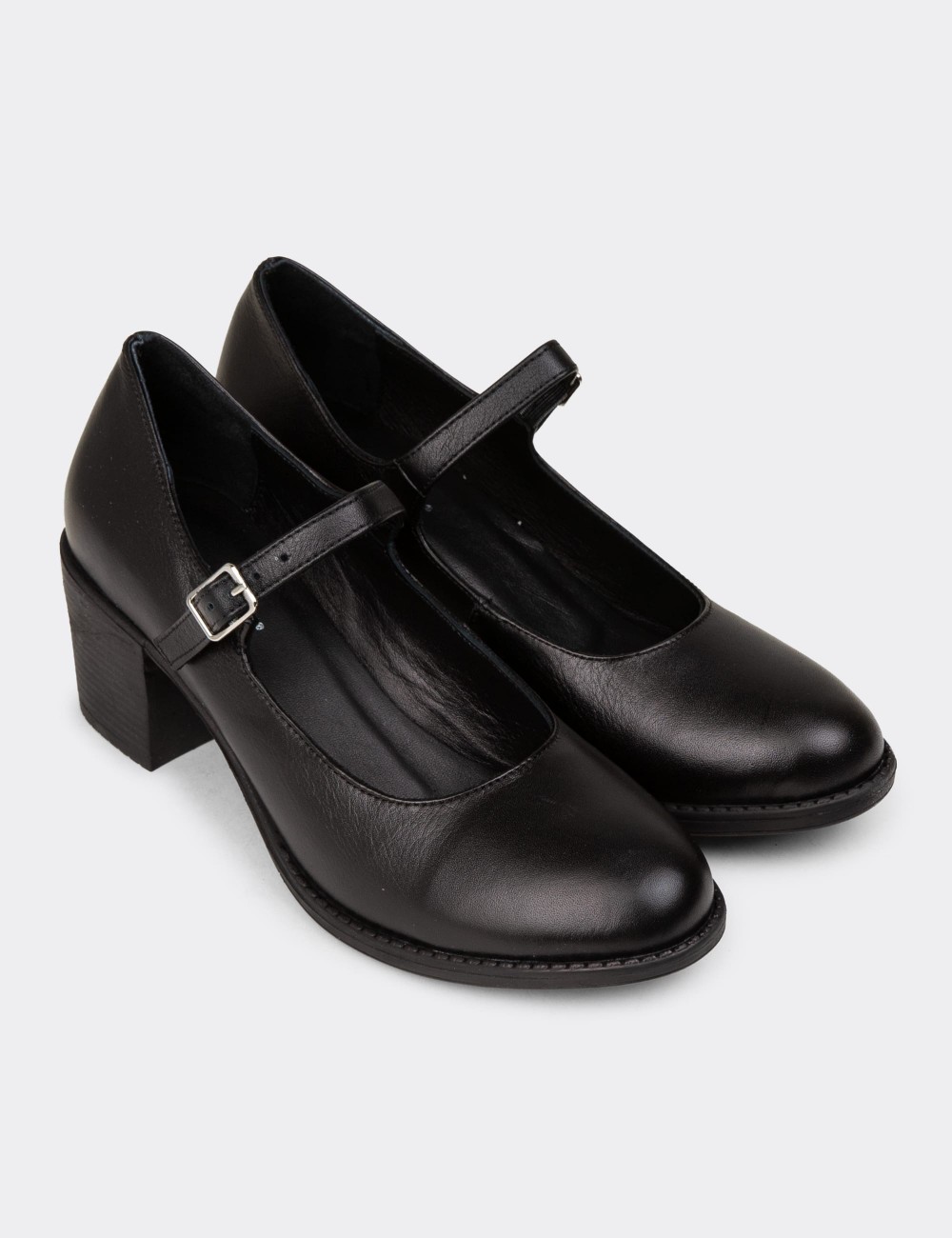 Women's Black Leather Mary Jane Shoe - A2972ZSYHC01