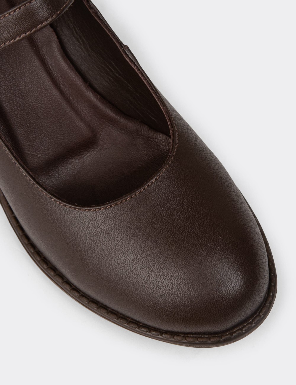 Women's Brown Leather Mary Jane Shoes - A2972ZKHVC01