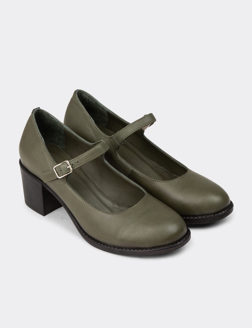 Women's Green Patent Leather Mary Jane Shoes - A2972ZYSLC01