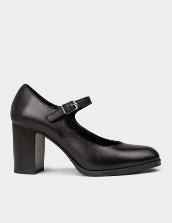 Women's Black Leather Mary Jane Boots
