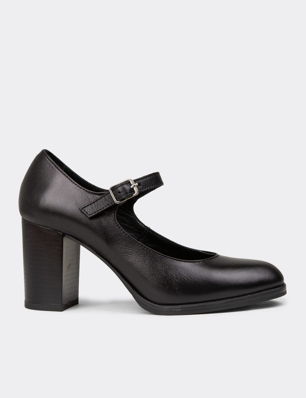 Women's Black Leather Mary Jane Boots - A2146ZSYHC01