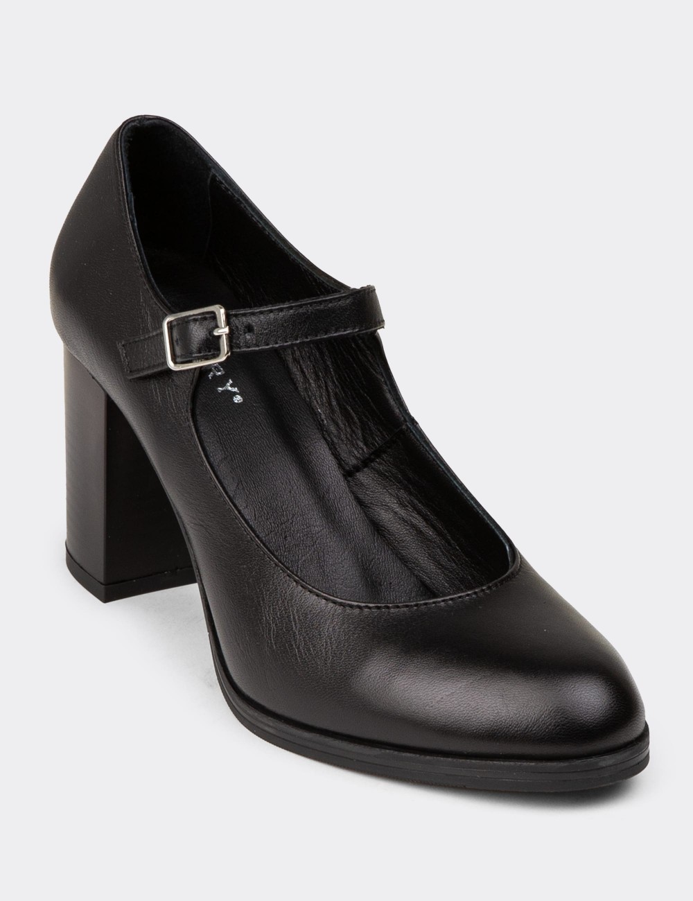 Women's Black Leather Mary Jane Boots - A2146ZSYHC01