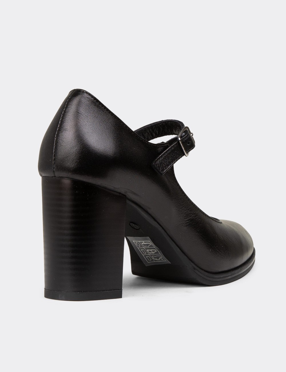 Women's Black Leather Mary Jane Boots - A2146ZSYHC01