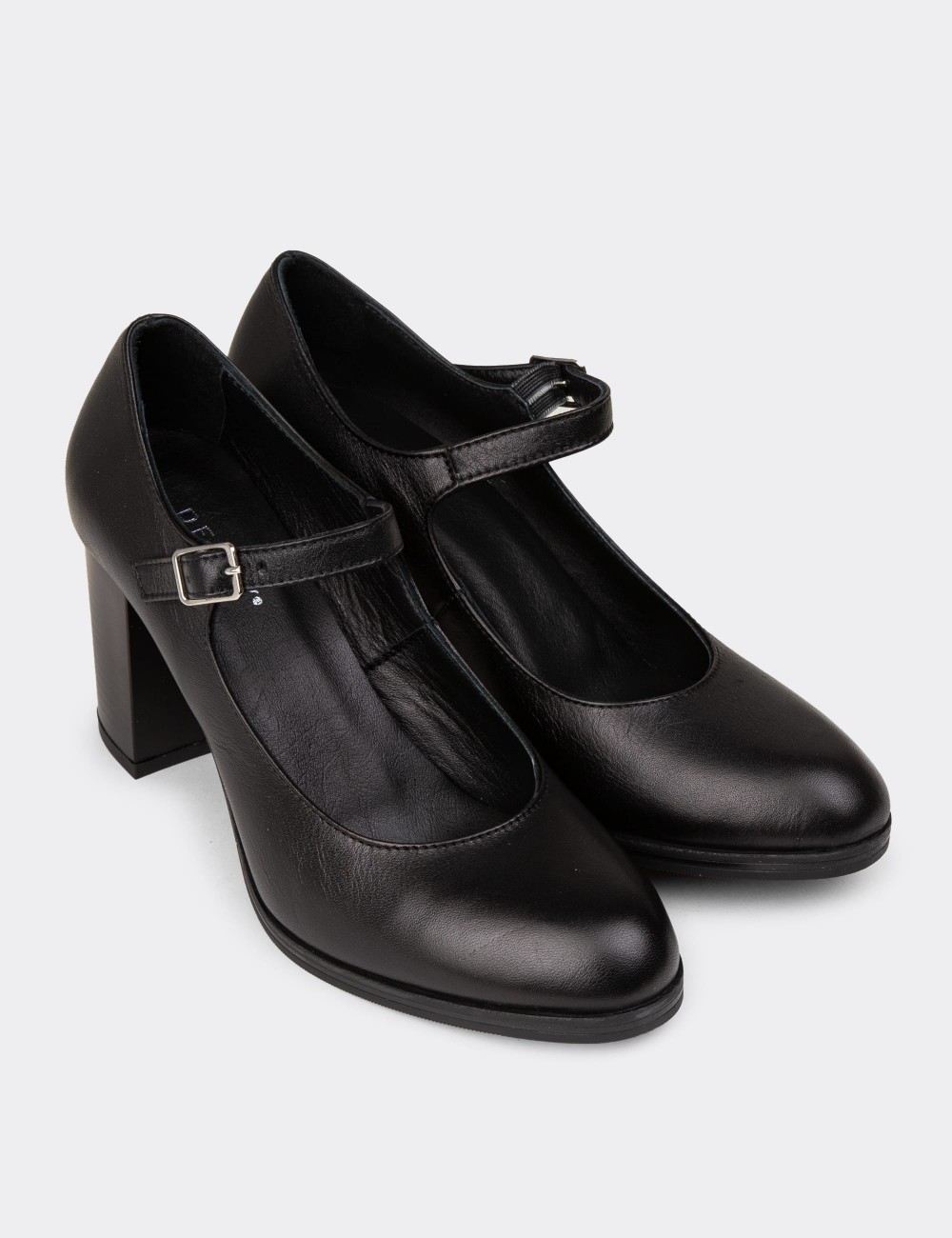 Women's Black Leather Mary Jane Boots - A2146ZSYHC01