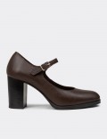 Women's Brown Leather Mary Jane Footwear