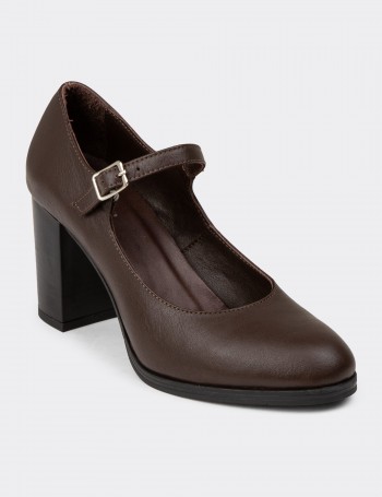 Women's Brown Leather Mary Jane Footwear