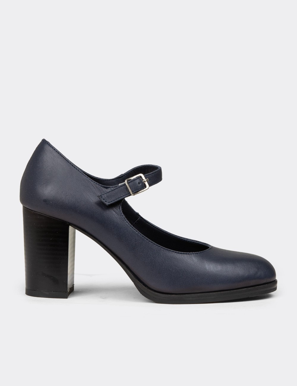 Women's Navy Leather Mary Jane Shoes - A2146ZLCVC01