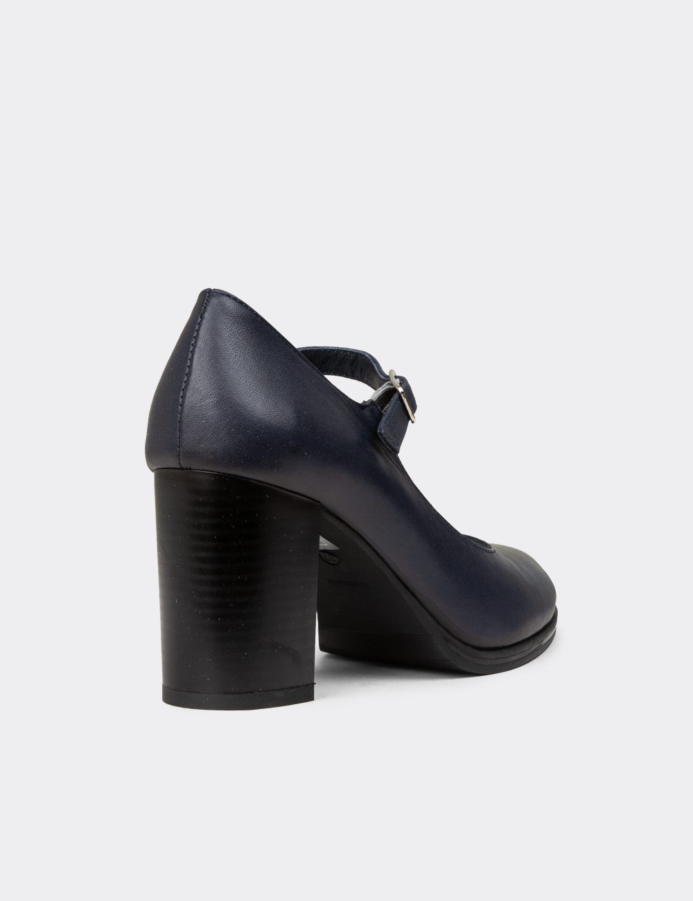 Women's Navy Leather Mary Jane Shoes - A2146ZLCVC01