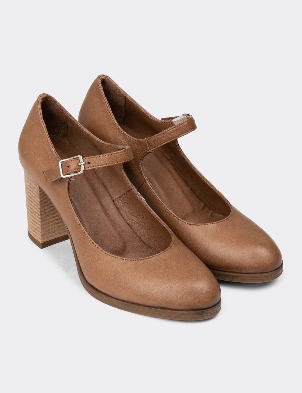 Women's Sandstone Leather Mary Jane Footwear - A2146ZVZNC01