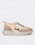 Women's Beige Leather Sneakers
