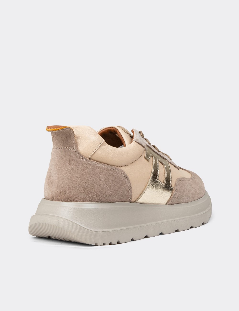 Women's Beige Leather Sneakers - M0510ZBEJE01