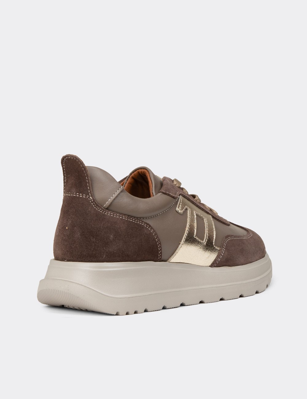 Women's Sandstone Leather Sneakers - M0510ZVZNE01
