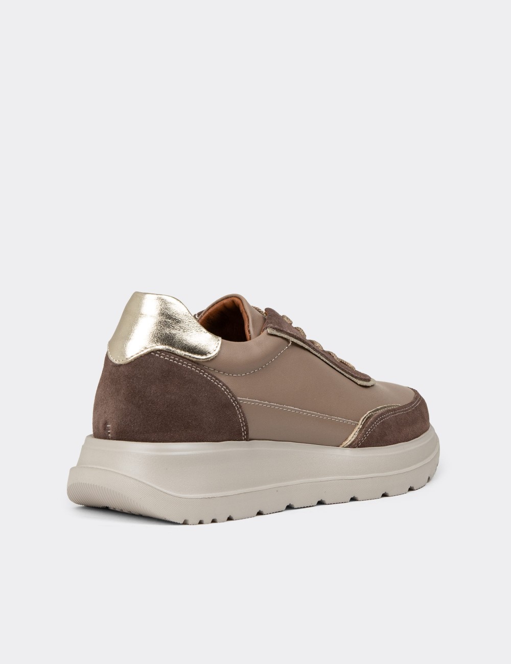 Women's Sandstone Leather Sneakers - M0509ZVZNE01