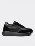 Women's Black Leather Sneakers