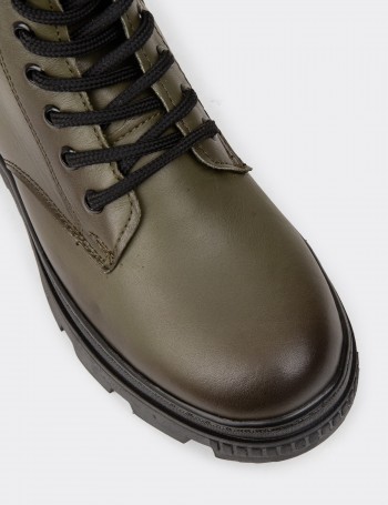 Women's Green Leather Postal Boots