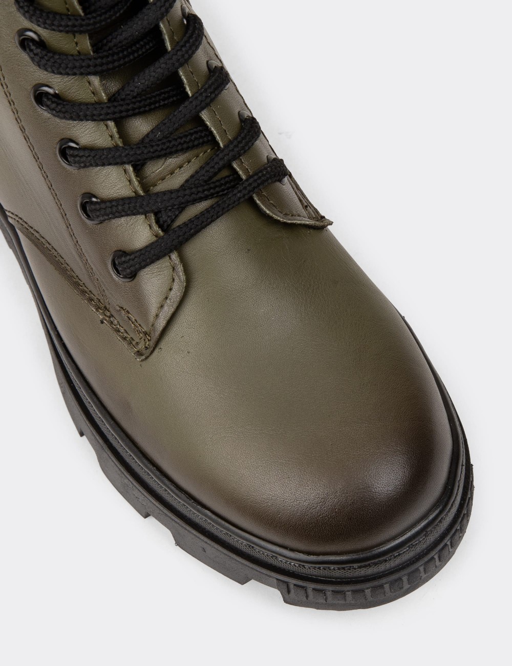 Women's Green Leather Postal Boots - SE491ZHAKE01