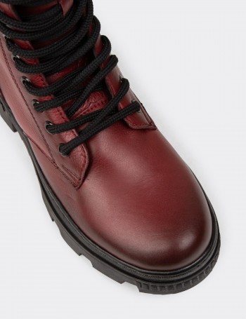 Women's Burgundy Leather Postal Boots