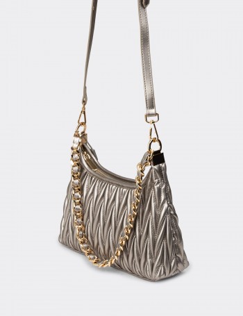 Silver Patent Shoulder Bag