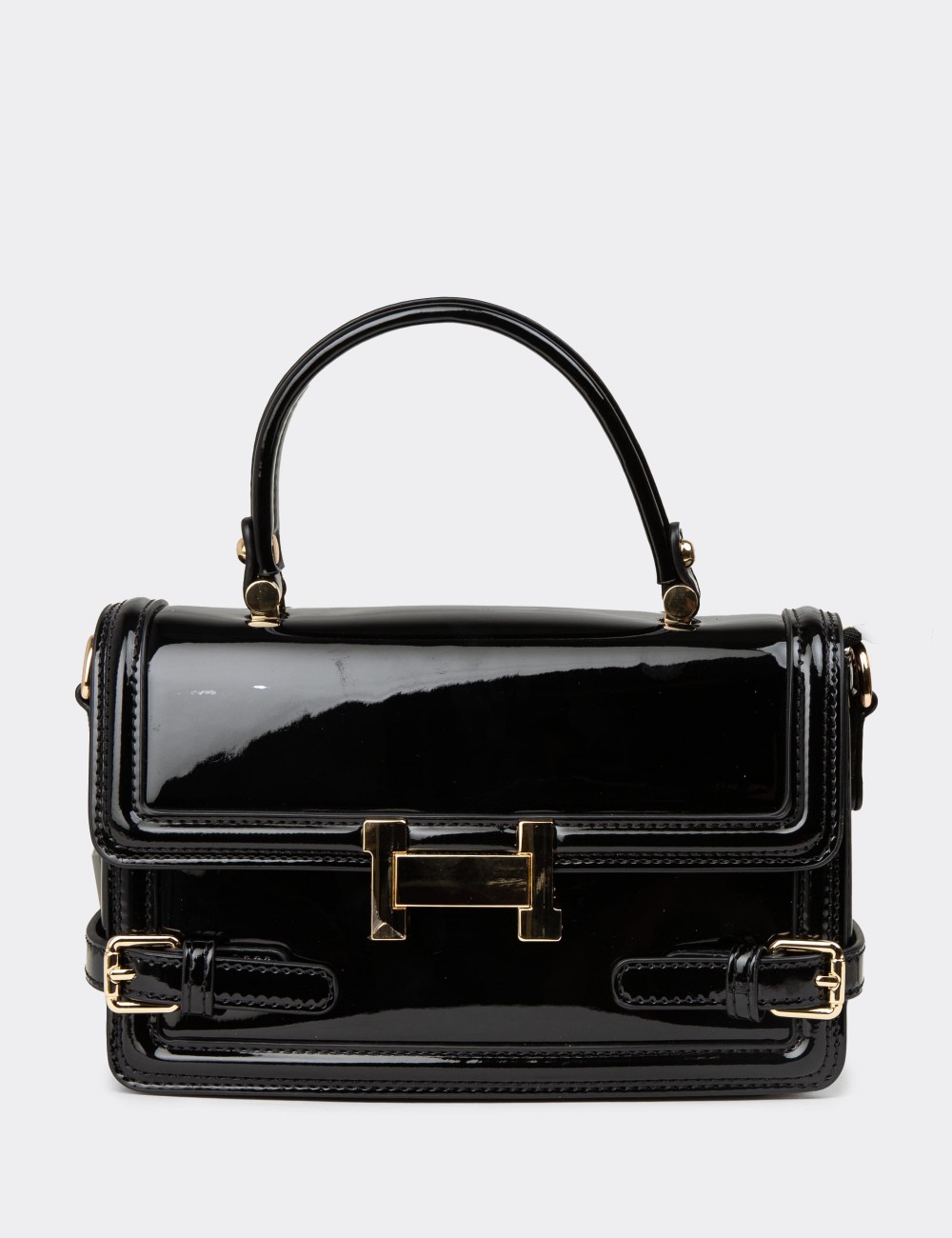 Black Patent Leather Shoulder Bag - K2696ZSYHY03