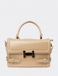Beige Patent Shoulder Bag