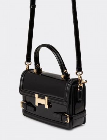 Black Patent Leather Shoulder Bag - K2696ZSYHY03