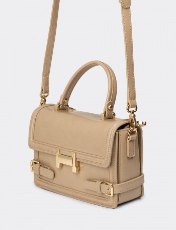 Beige Patent Shoulder Bag - K2696ZBEJY01
