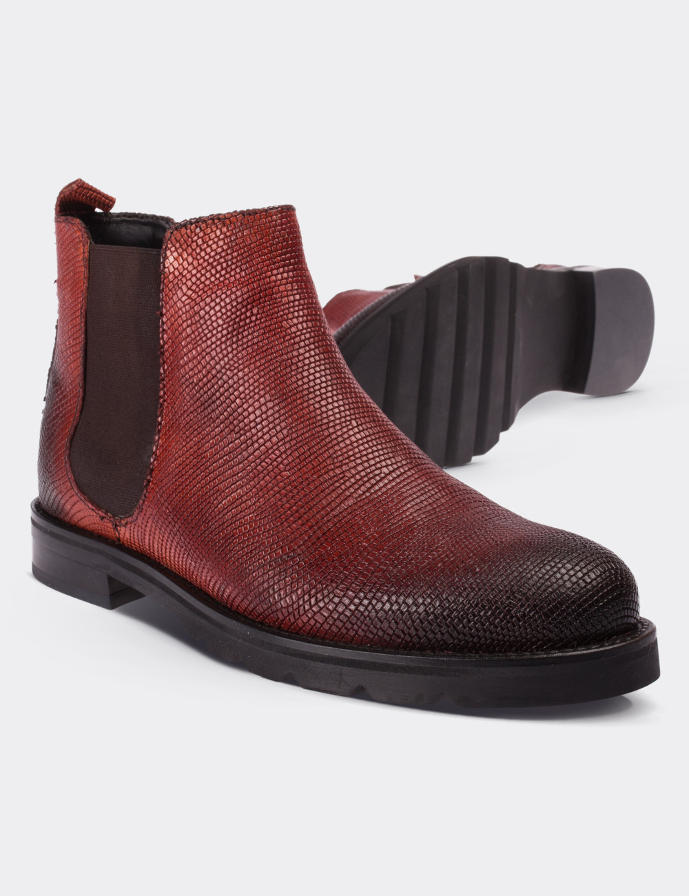Red  Leather Chelsea Boots - 01573ZKRMC01