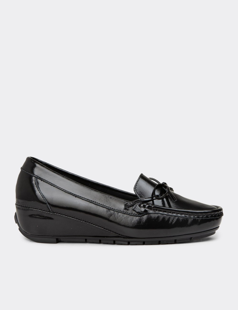 Women's Black Glossy Leather Shoes - DL201ZSYHC01