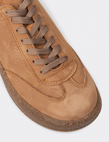 Women's Tan Nubuck Calfskin Sneakers