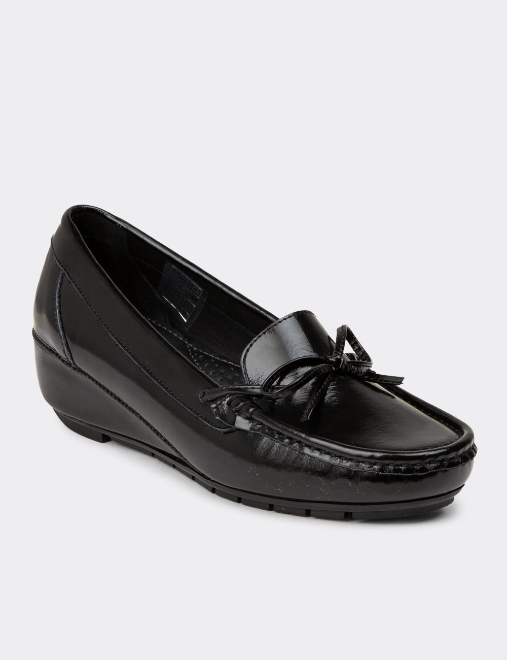 Women's Black Glossy Leather Shoes - DL201ZSYHC01