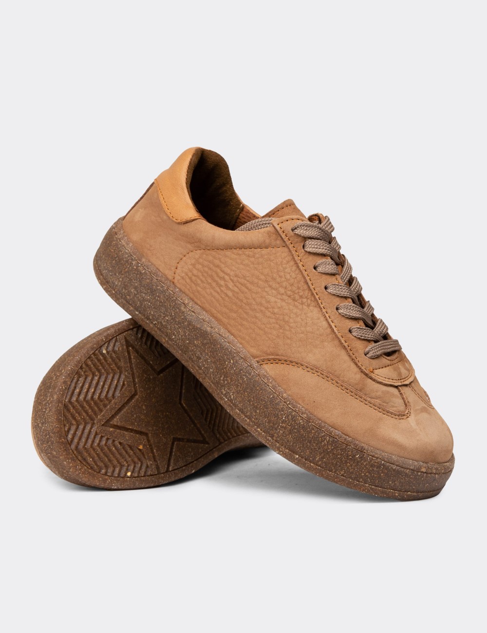 Women's Tan Nubuck Calfskin Sneakers - SE620ZTBAC01