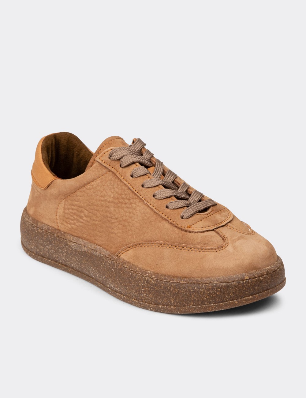 Women's Tan Nubuck Calfskin Sneakers - SE620ZTBAC01