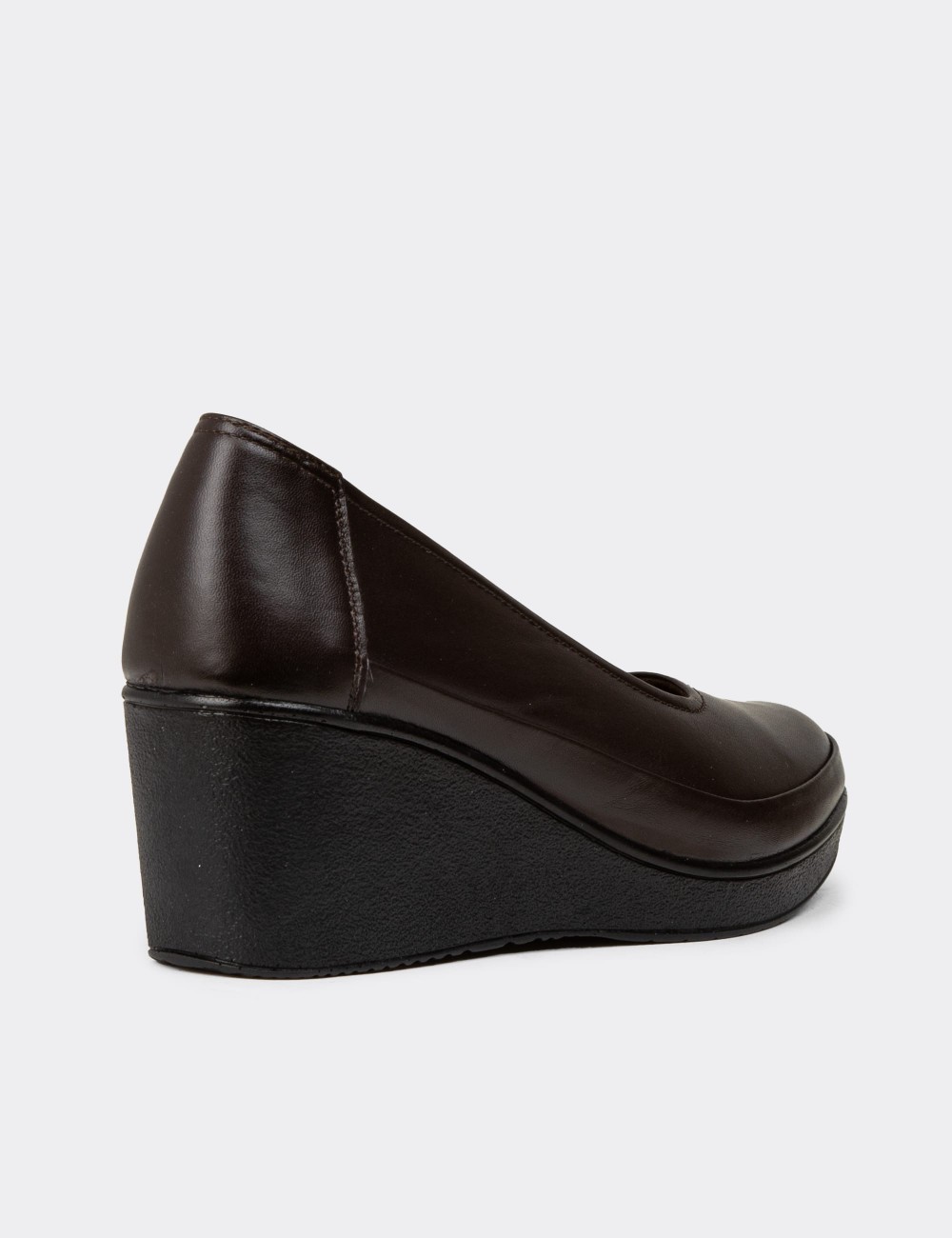 Women's Brown Leather Wedge Loafer - N6002ZKHVC01