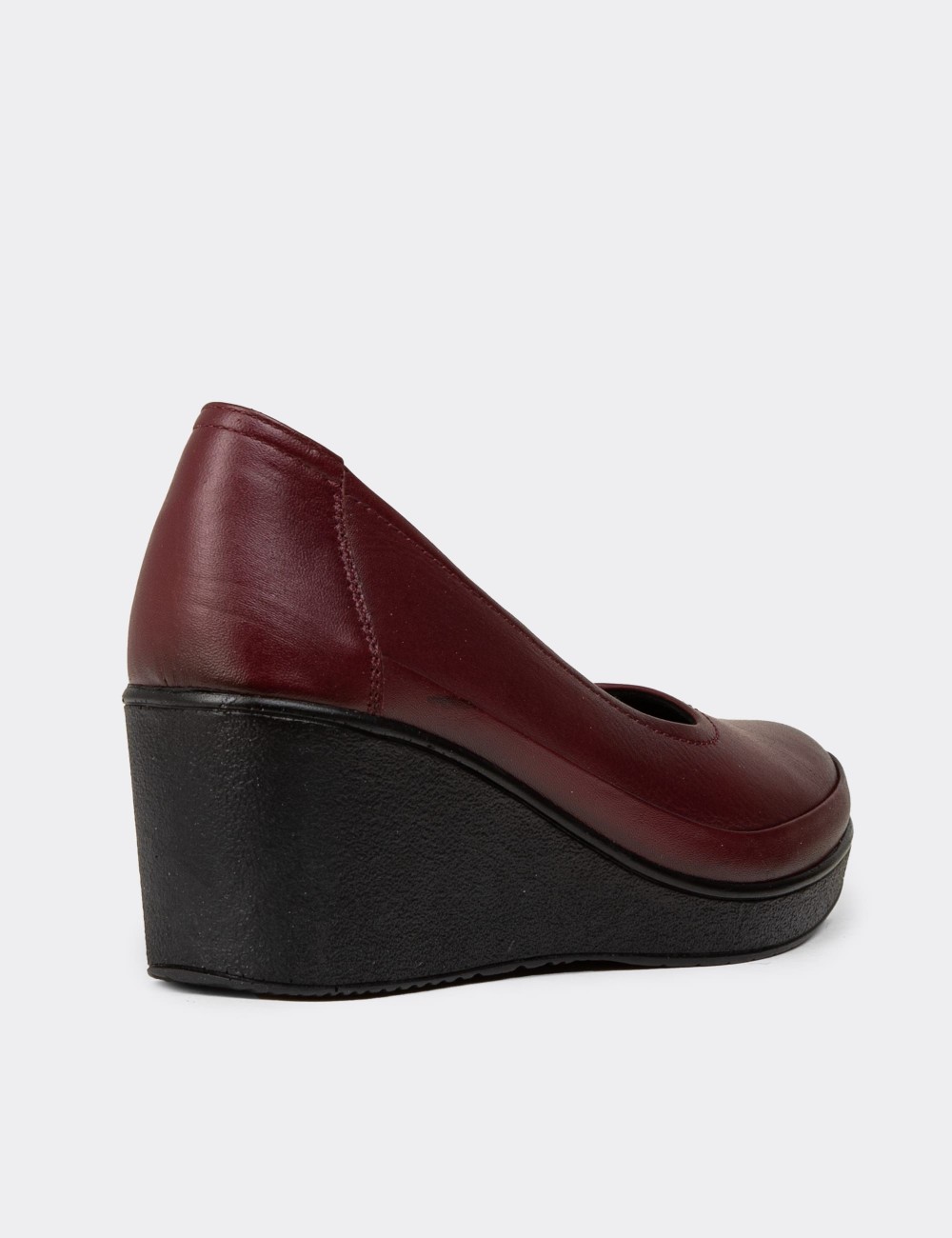 Women's Burgundy Leather Wedge Loafers - N6002ZBRDC01
