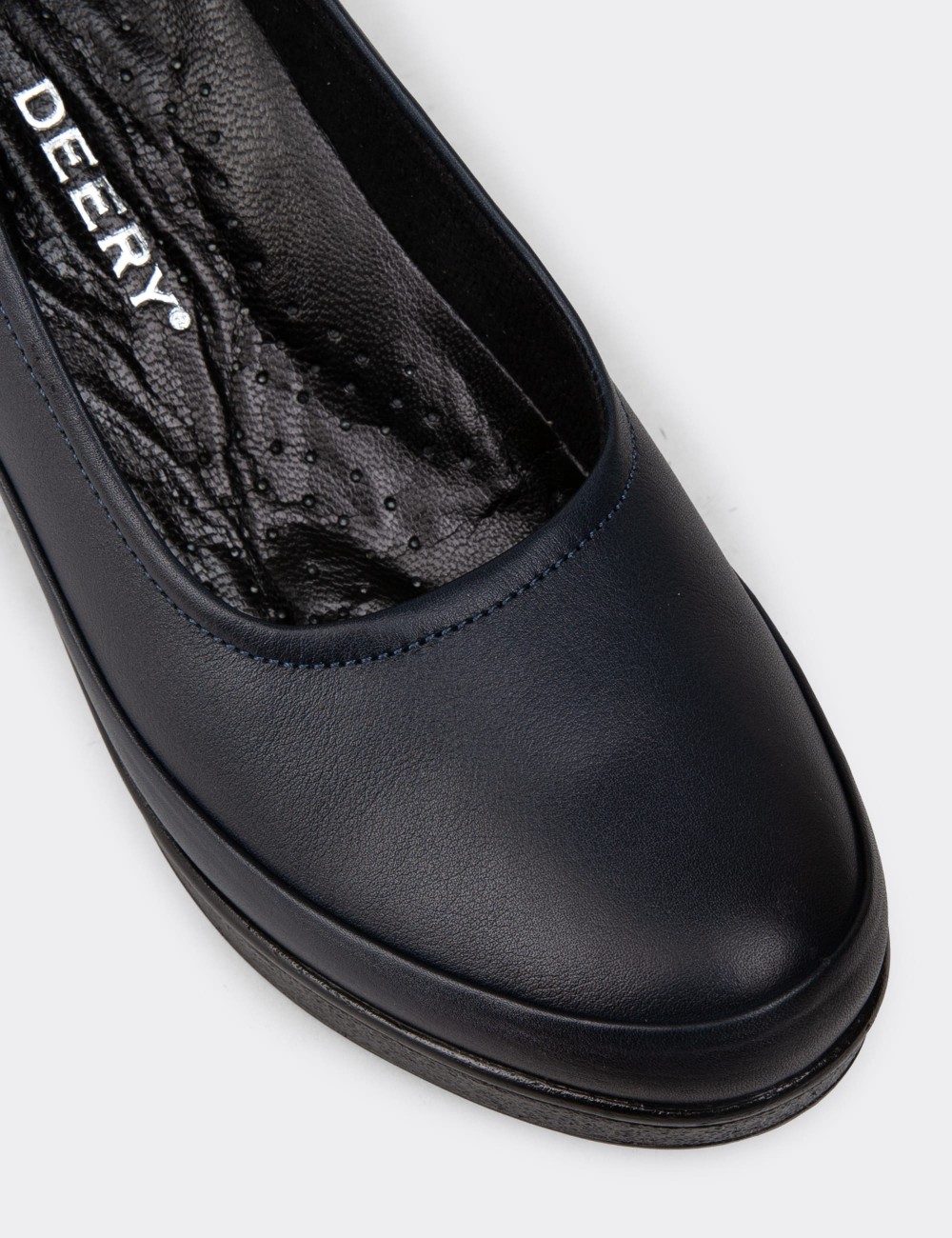Women's Navy Leather Wedge Loafers - N6002ZLCVC01