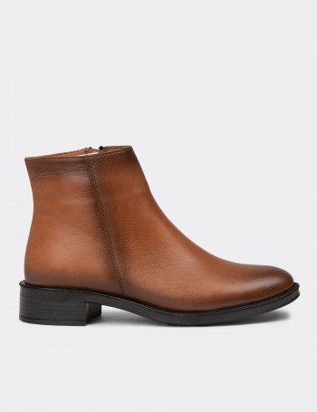 Women's Tan Leather Ankle Boots