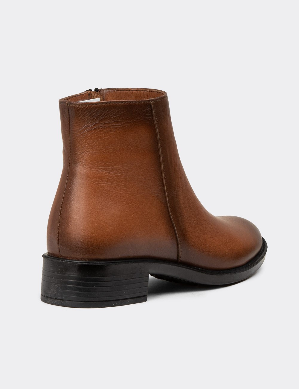 Women's Tan Leather Ankle Boots - SE391ZTBAE01