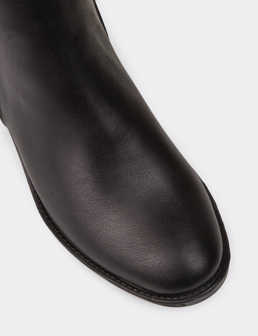 Women's Black Leather Boots - SE391ZSYHE01