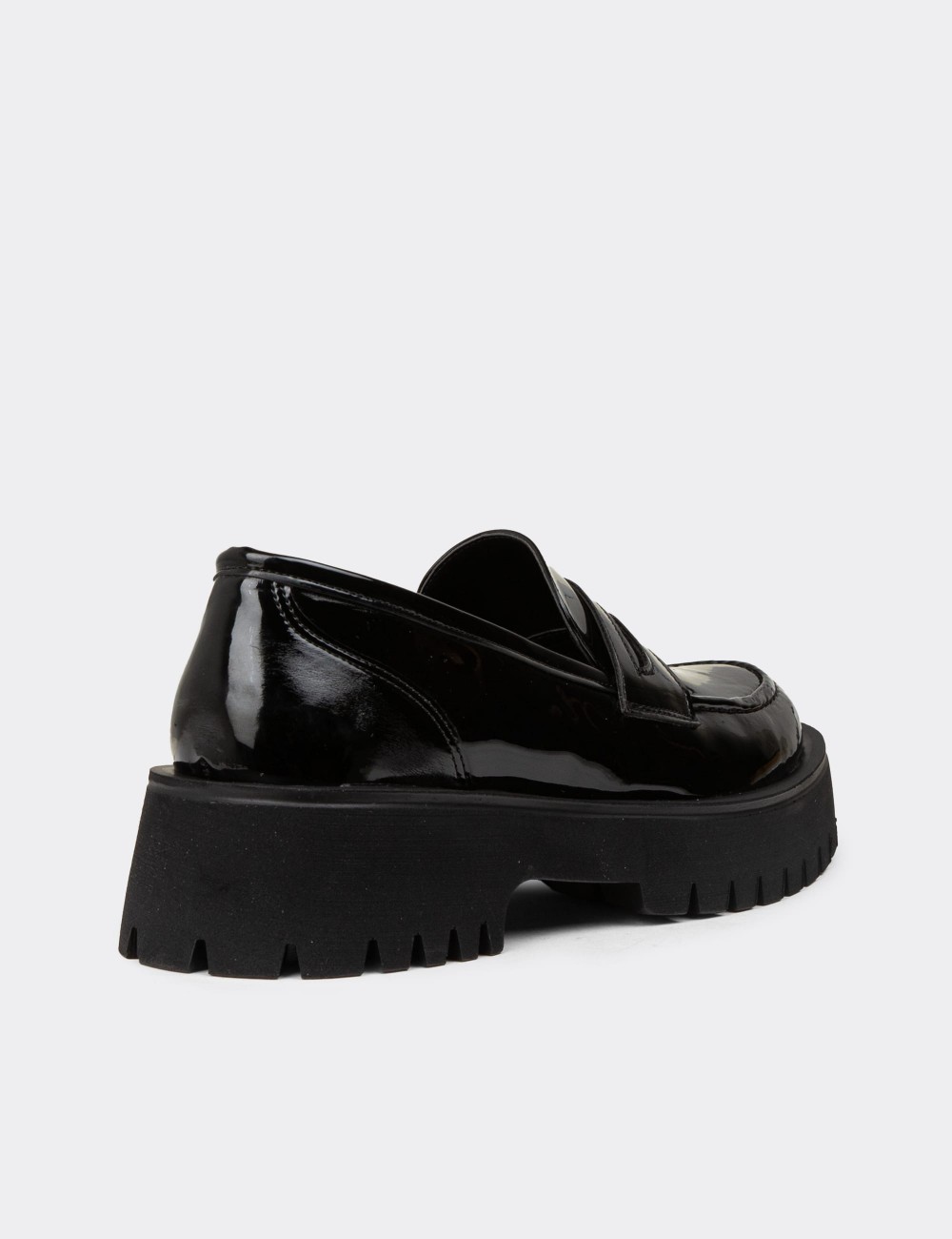 Womens Black Glossy Loafers - KP004ZSYHE03
