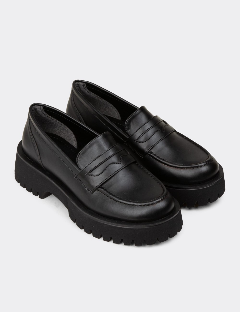 Women's Black Loafers - KP004ZSYHE01