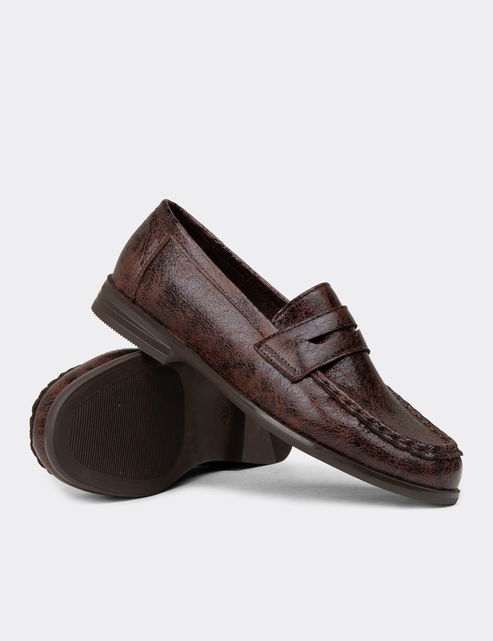 Women's Brown Loafers - K0010ZKHVC01