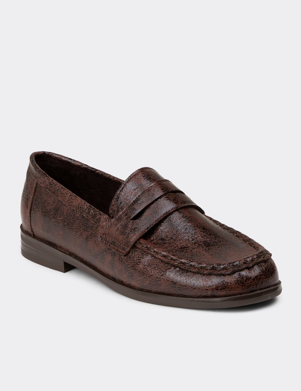 Women's Brown Loafers - K0010ZKHVC01